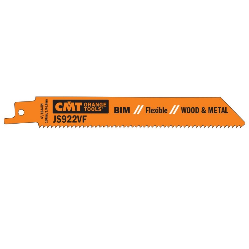 CMT Sabre Saw Blade BIM Flexible Wood-Metal 922 VF - L150, I130, TPI10-14 (set 5pcs)