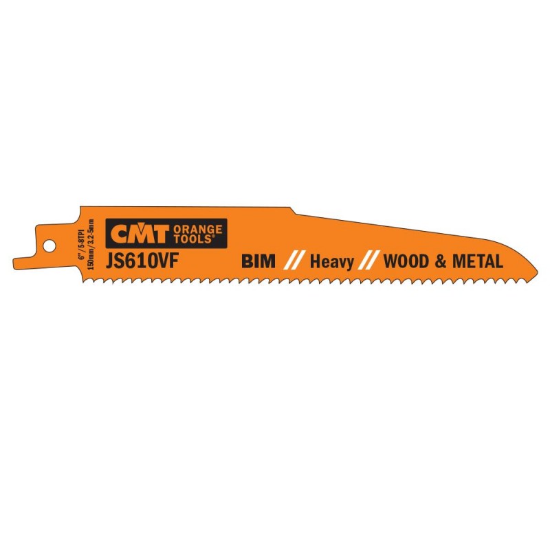 CMT Sabre Saw Blade BIM Heavy Wood-Metal 610 VF - L150, I130, TPI5-8 (set 5pcs)