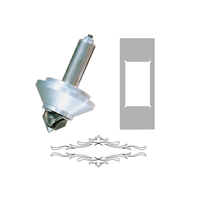 CMT Router Carver Set, Cutter S8 mm, Classical Template and Frame