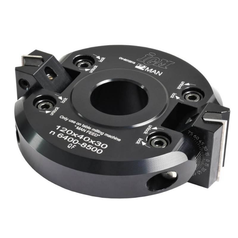 IGM F607 Adjustable Chamfering Cutter Head +-45° MAN - D120x40 d30 Z2 ALU