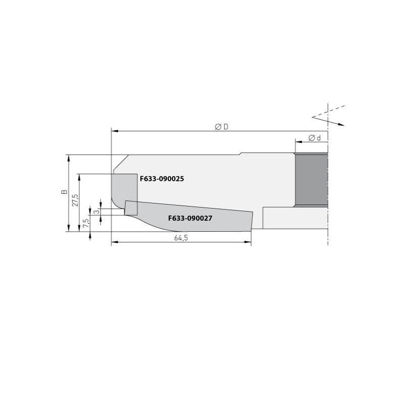 Profile Knife for F633, 19x12x1,5, top