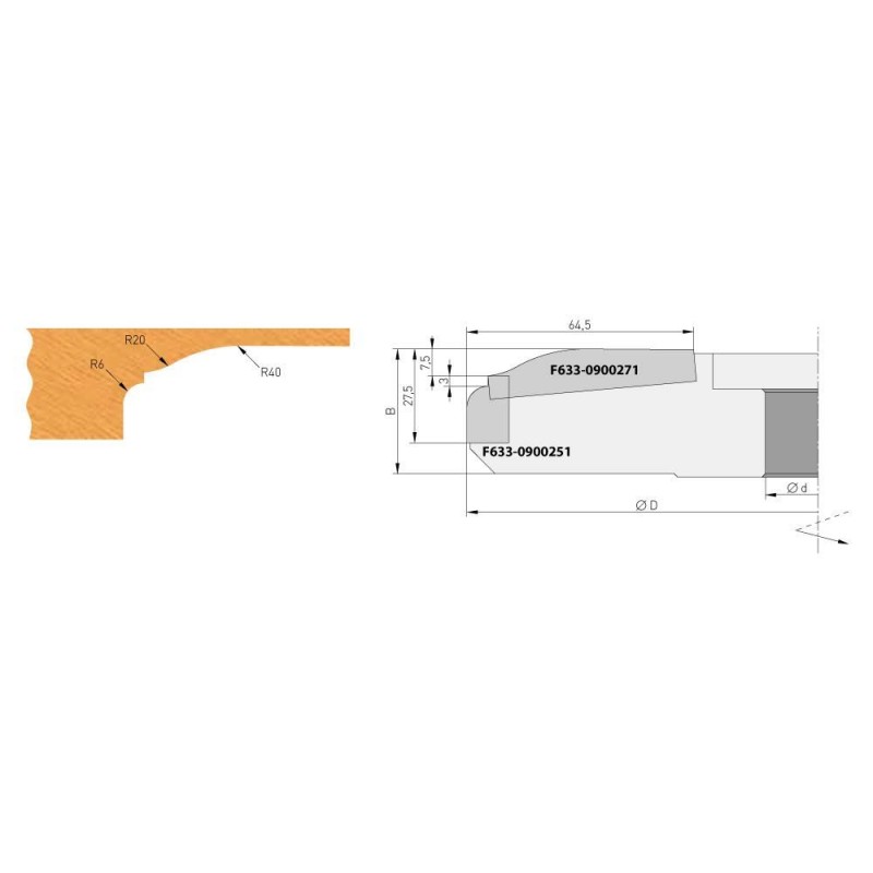 Profile Knife for F633,19x12x1,5 bottom
