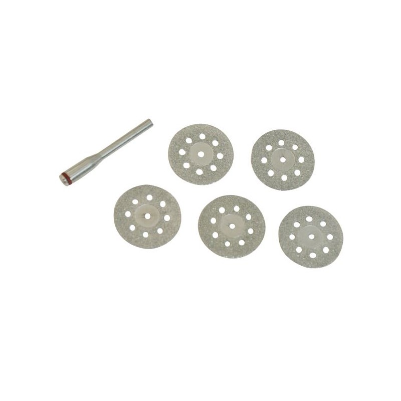 Rotary Tool Diamond Vented Cutting Disc Set, 5pcs + Mandrel S3,2 mm