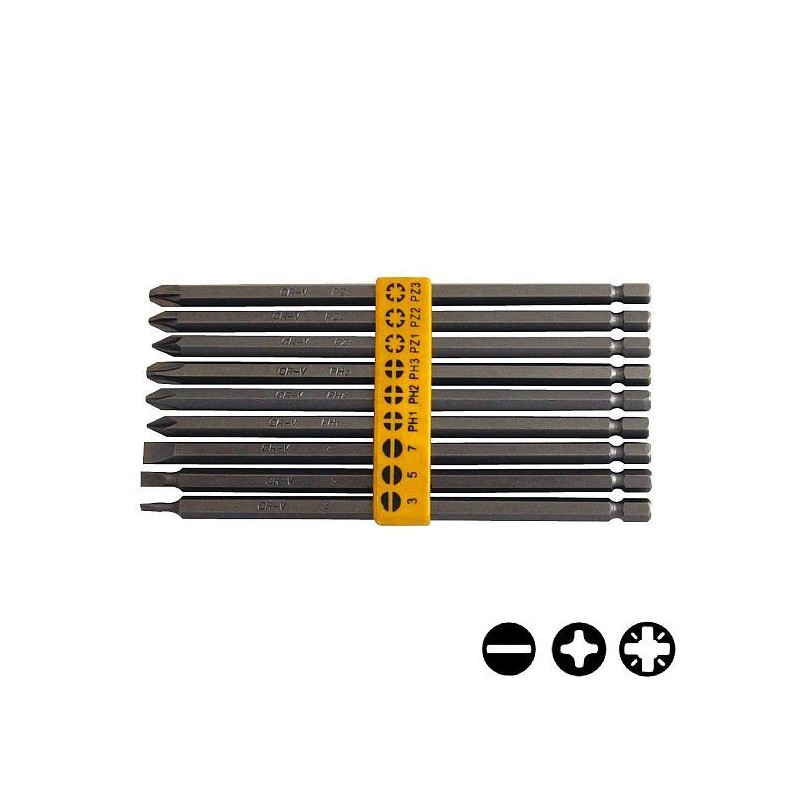 Extra-Long Power Bit Set, 9pcs