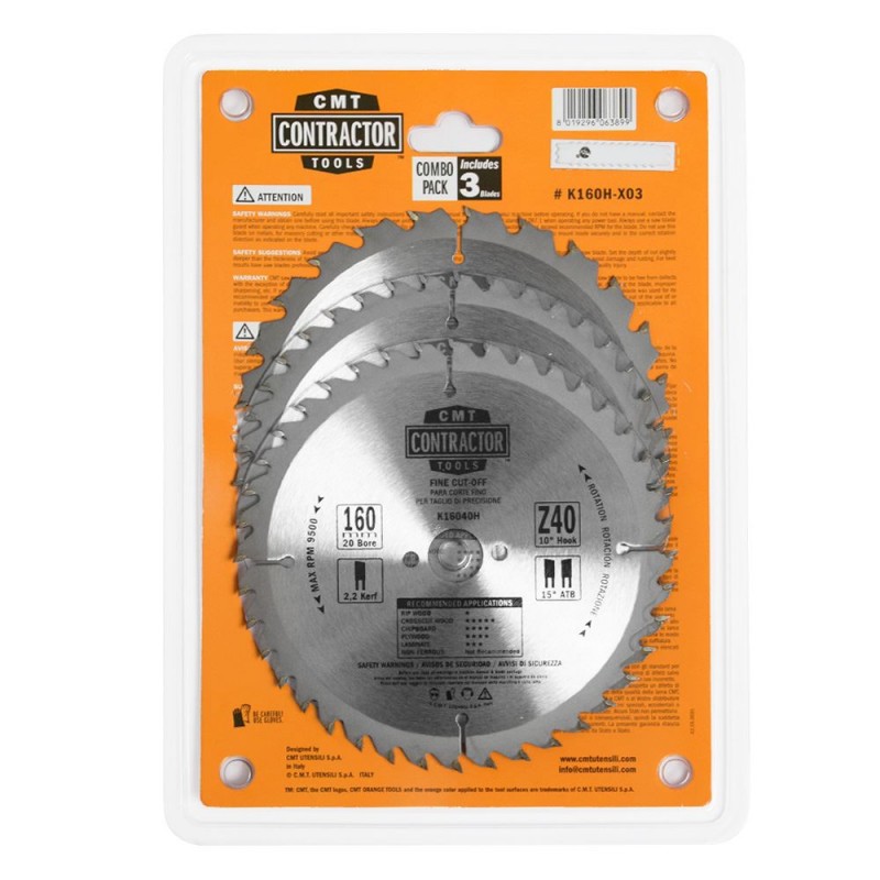 CMT Contractor Set of Saw Blades for Wood Cutting